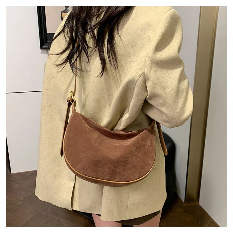 Women's vintage suede crossbody bag, casual and versatile