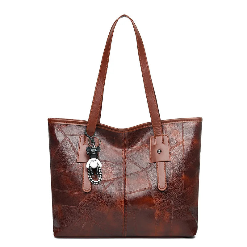 Stylish and elegant women's square tote bag with a horizontal zipper, suitable for carrying by hand or on the shoulder