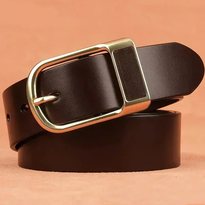 Men's casual and modern cowboy-style belt with a pin buckle, retro style for formal occasions