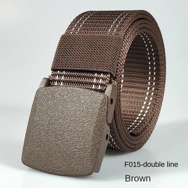 Men's casual belt for outdoor activities, made of canvas and nylon, without metal