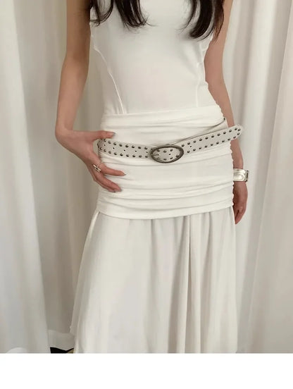 Bohemian women's belt with rivets, sophisticated and exclusive design