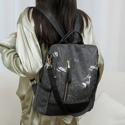 Women's Leather Backpack with Anti-Theft Design and Color-Blocking Style – Multifunctional with Large Capacity