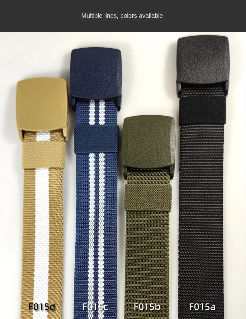 Men's casual belt for outdoor activities, made of canvas and nylon, without metal