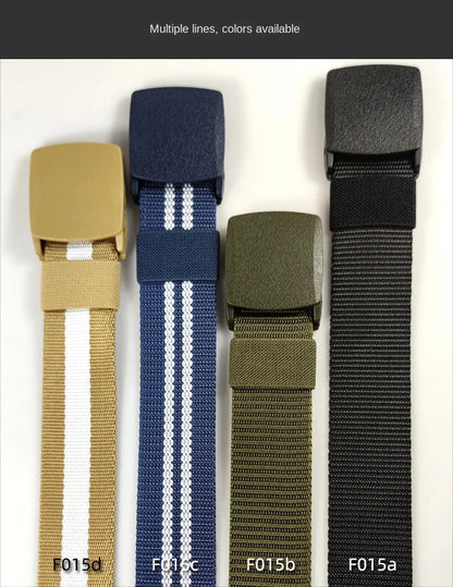 Men's casual belt for outdoor activities, made of canvas and nylon, without metal