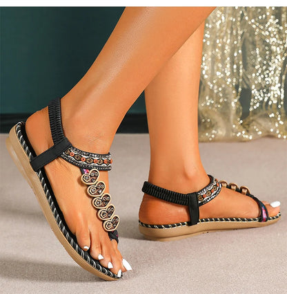 Women's bohemian style flip-flops