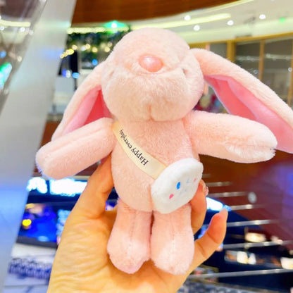 Adorable and fun women's keychain with a rabbit fur pendant.