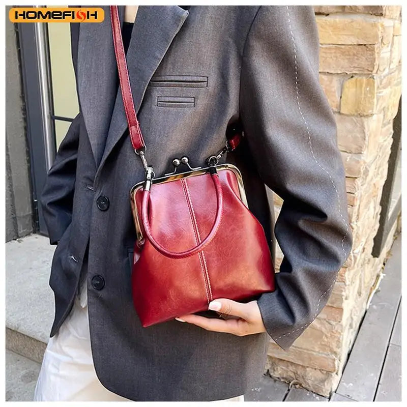 HOMEFISH Women's Crossbody Bag in Shell Shape, Vintage Leather Shoulder