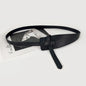 High-quality women's belt in soft leather with a knot, long and wide band, ideal for wearing with coats and dresses