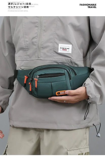 Multifunctional unisex waist bag with large capacity and waterproof properties