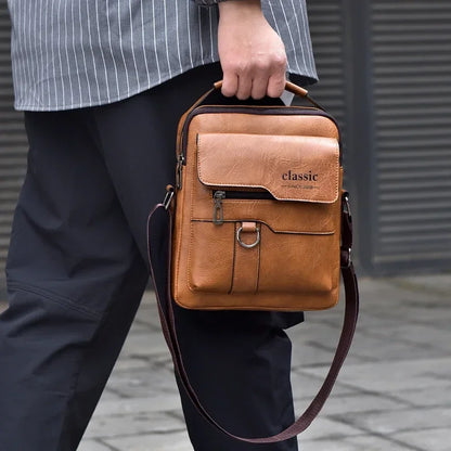 Men's crossbody bag with zipper closure, made of synthetic leather and with ample storage capacity