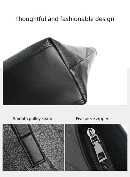 Stylish and elegant women's square tote bag with a horizontal zipper, suitable for carrying by hand or on the shoulder