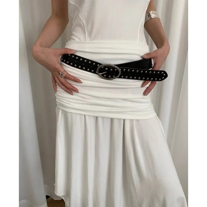 Bohemian women's belt with rivets, sophisticated and exclusive design