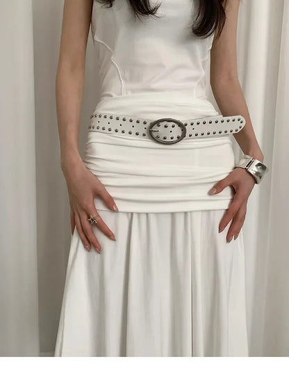Bohemian women's belt with rivets, sophisticated and exclusive design