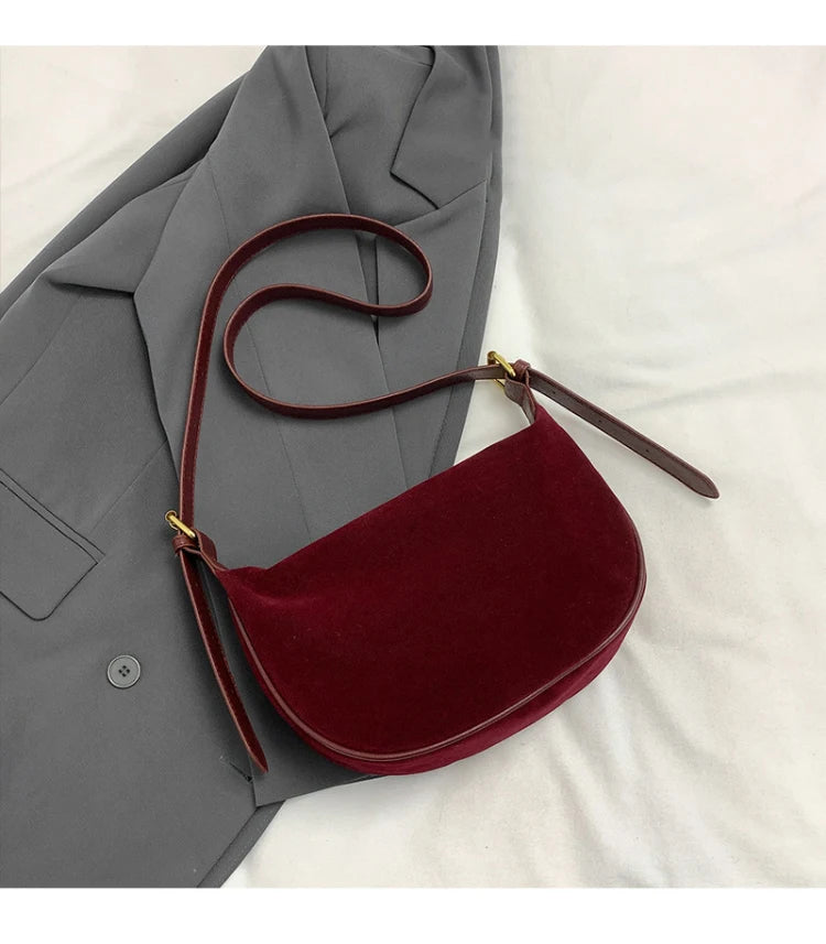 Women's vintage suede crossbody bag, casual and versatile