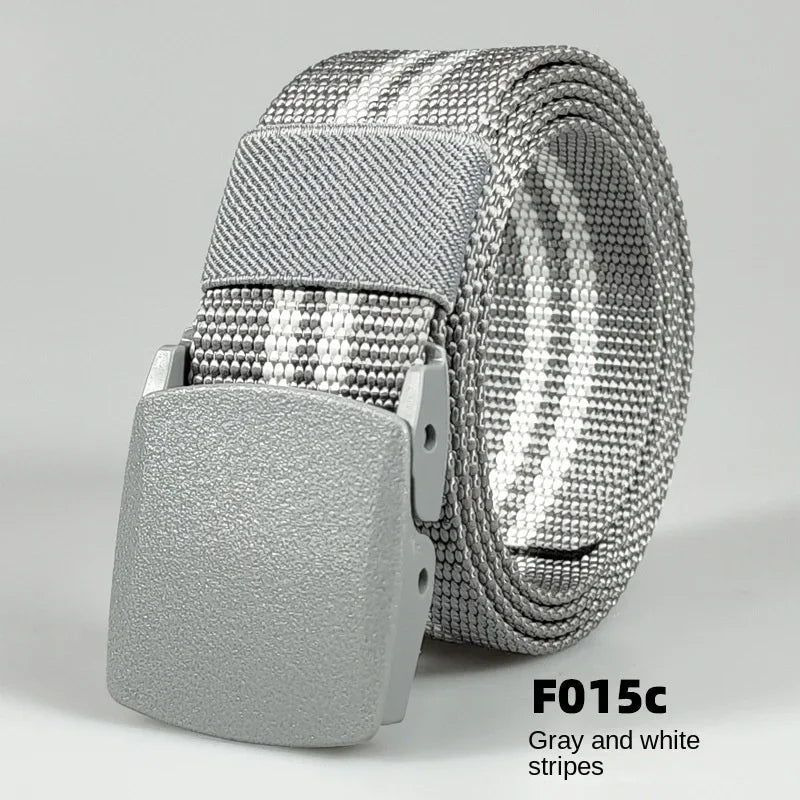 Men's casual belt for outdoor activities, made of canvas and nylon, without metal