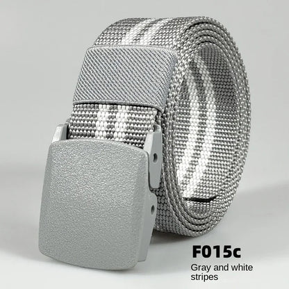 Men's casual belt for outdoor activities, made of canvas and nylon, without metal