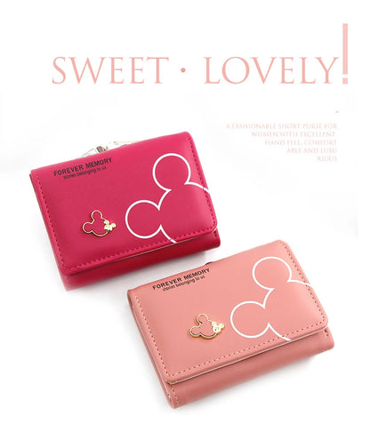 Girls' wallet for teenagers with cartoon letter print and three folds