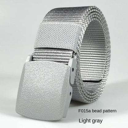 Men's casual belt for outdoor activities, made of canvas and nylon, without metal