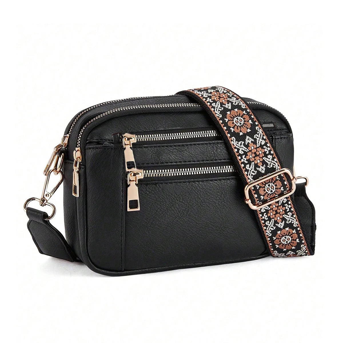 Classic retro multifunctional women's handbag, with shoulder and crossbody strap, zipper closure, small and square shape