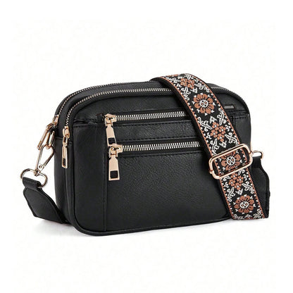 Classic retro multifunctional women's handbag, with shoulder and crossbody strap, zipper closure, small and square shape