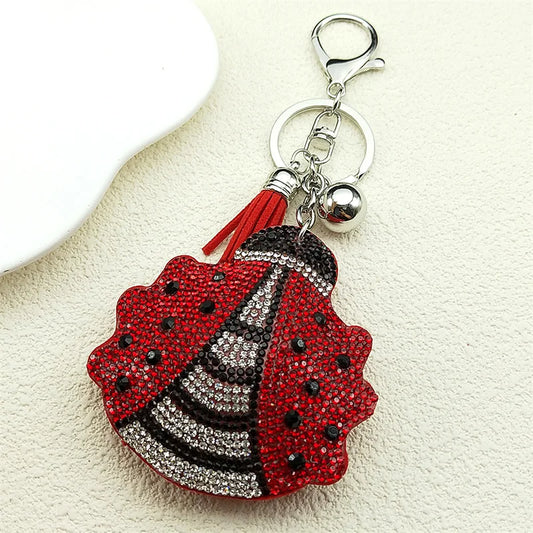 Ladybug keychain with a beautiful and charming crystal pendant