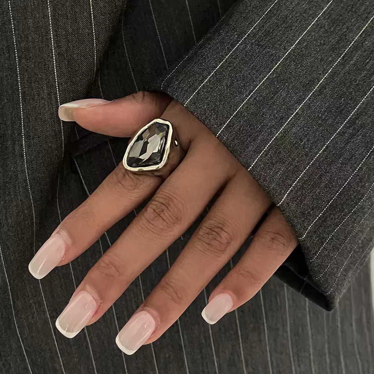 Minimalist Geometric Adjustable Open Ring