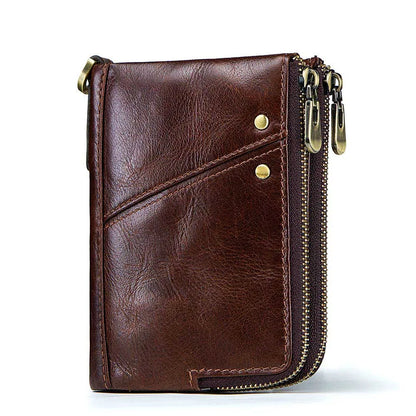 Unisex wallet in genuine leather, compact, with a sophisticated design and RFID-protected compartment for cards
