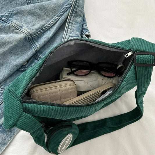 Vintage women's corduroy handbag