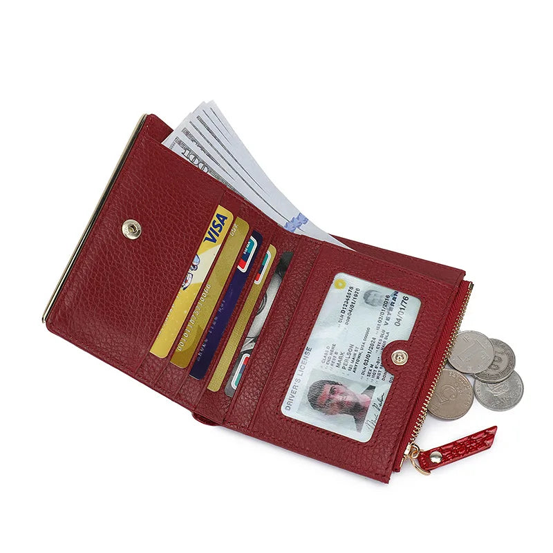 Women's wallet made of genuine leather, with multiple card slots.