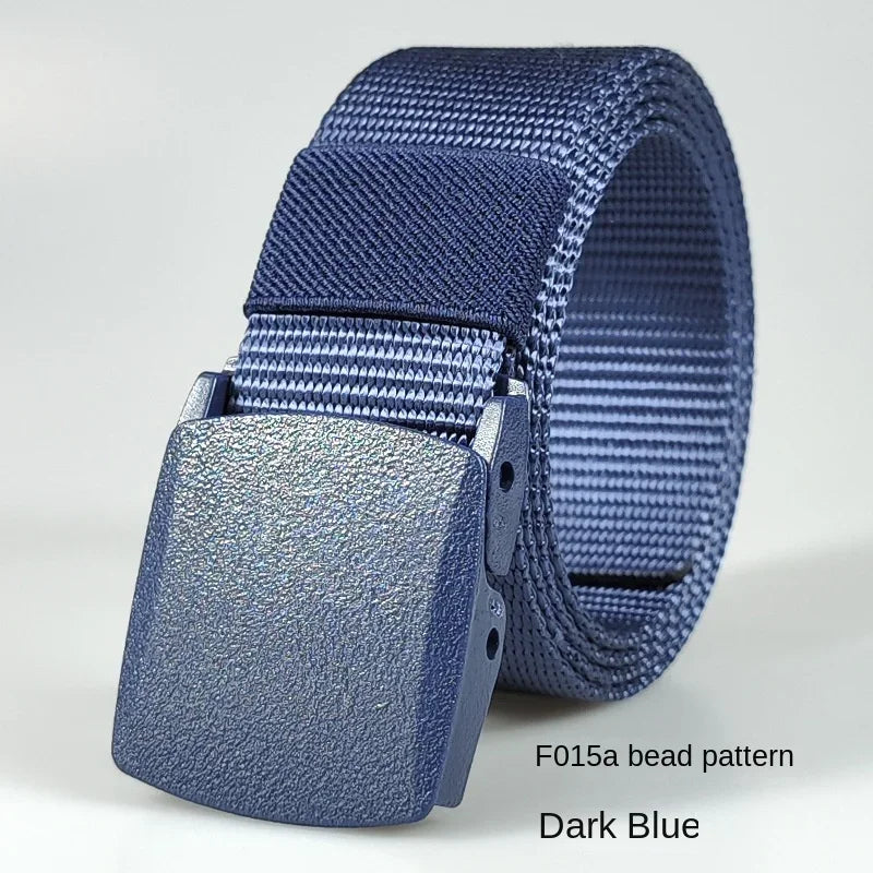 Men's casual belt for outdoor activities, made of canvas and nylon, without metal