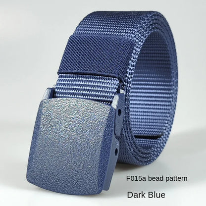 Men's casual belt for outdoor activities, made of canvas and nylon, without metal