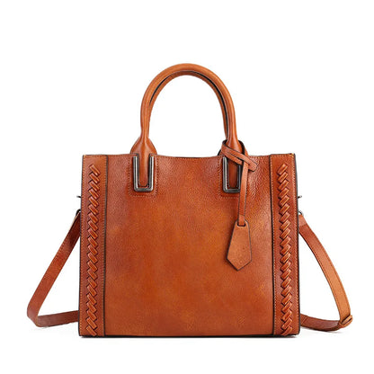 Women's genuine leather shopper bag with zipper closure