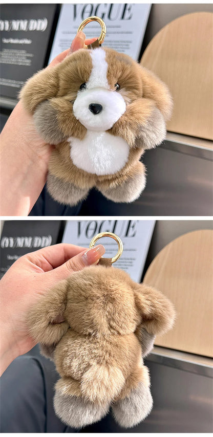 Plush keychain with an adorable and fun dog/rabbit pendant