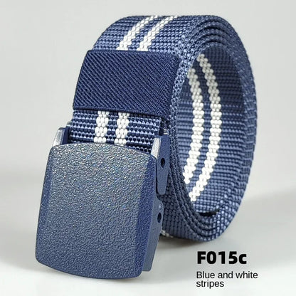 Men's casual belt for outdoor activities, made of canvas and nylon, without metal