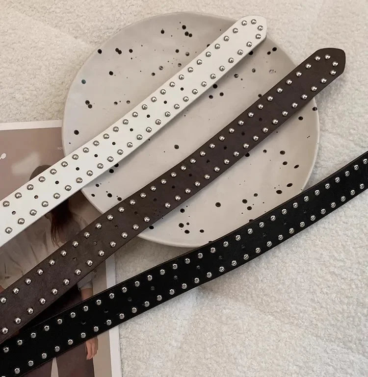 Bohemian women's belt with rivets, sophisticated and exclusive design
