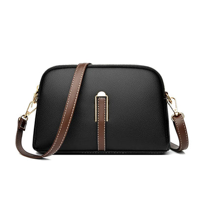 Women's genuine leather handbag with flap, luxurious, messenger style, crossbody