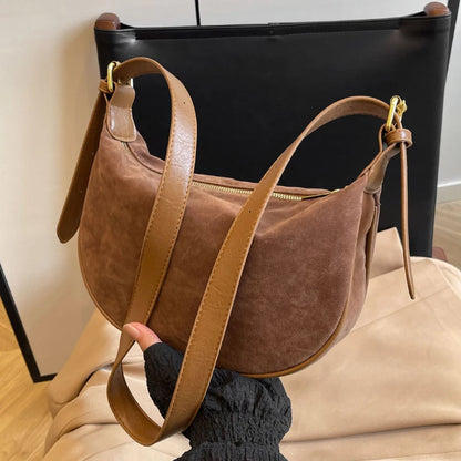 Women's vintage suede crossbody bag, casual and versatile