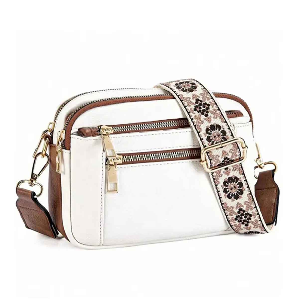 Classic retro multifunctional women's handbag, with shoulder and crossbody strap, zipper closure, small and square shape