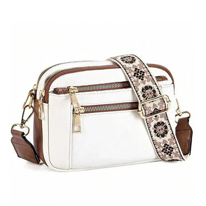 Classic retro multifunctional women's handbag, with shoulder and crossbody strap, zipper closure, small and square shape