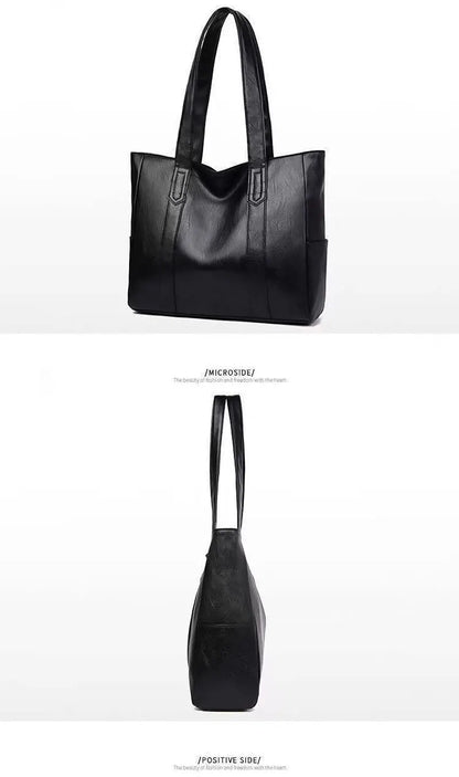 Large-capacity solid-color vintage-style women's handbag