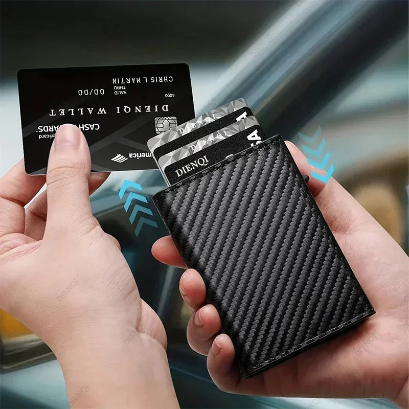 Sophisticated men's wallet in fiber with compartments RFID for cards