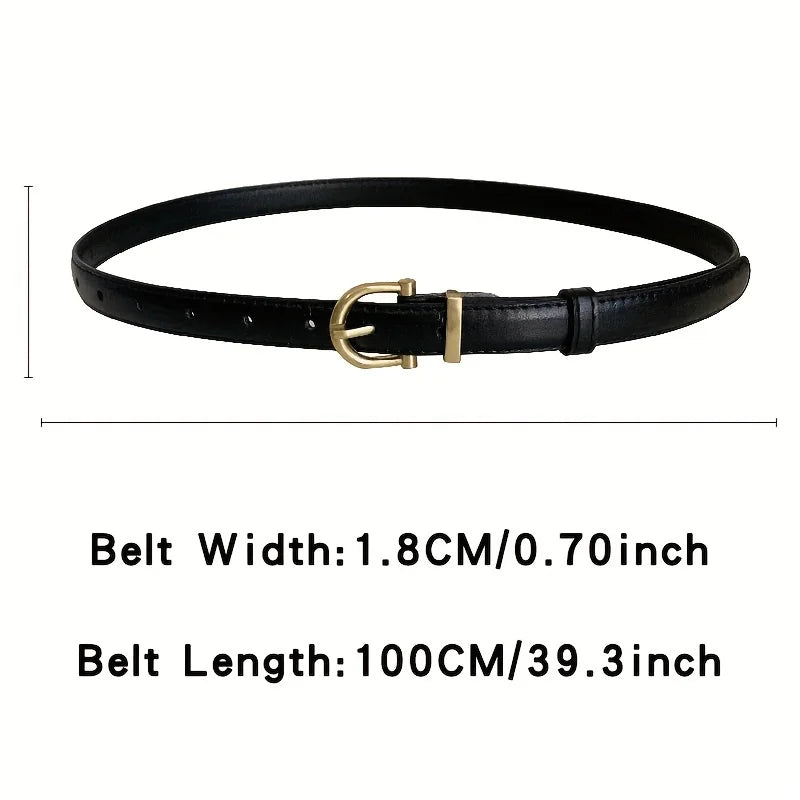 Women's casual vintage leather belt with classic oval buckle