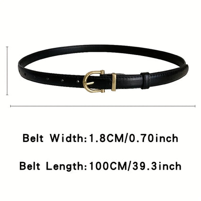 Women's casual vintage leather belt with classic oval buckle