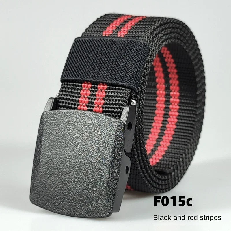 Men's casual belt for outdoor activities, made of canvas and nylon, without metal