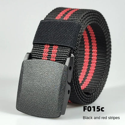 Men's casual belt for outdoor activities, made of canvas and nylon, without metal