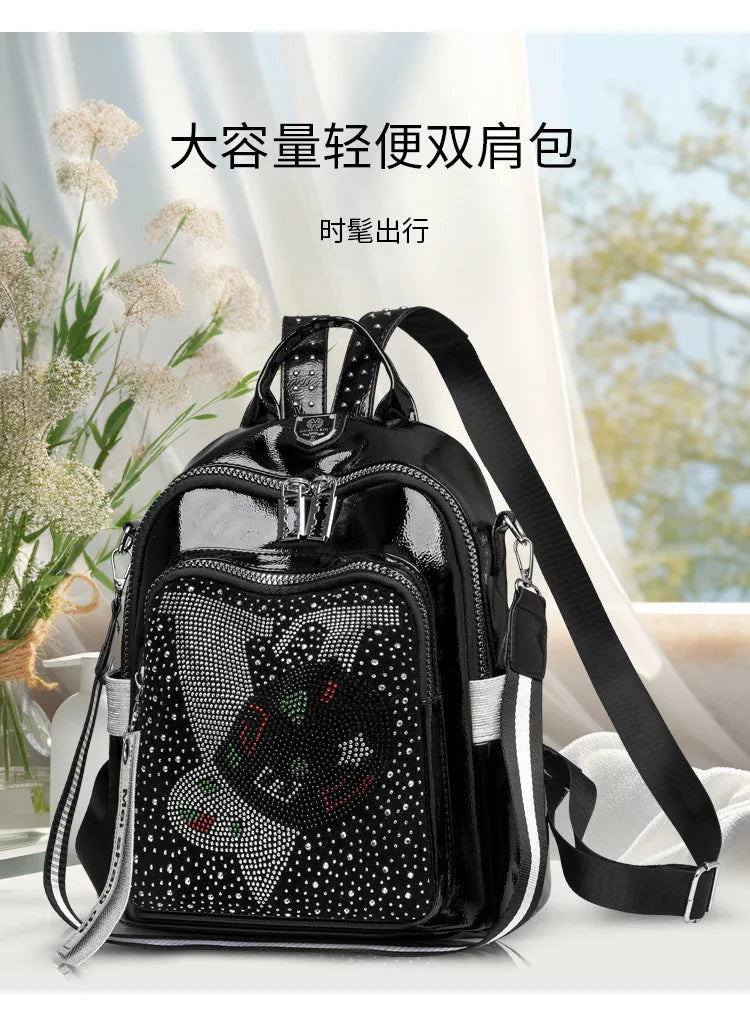 Women's multifunctional backpack with a modern design, made of anti-theft synthetic leather, stylish, beautiful and spacious