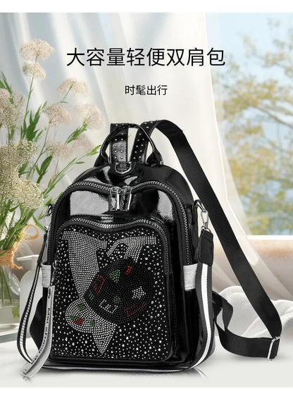 Women's multifunctional backpack with a modern design, made of anti-theft synthetic leather, stylish, beautiful and spacious