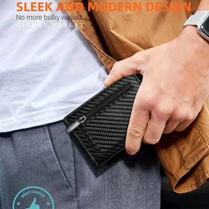 Sophisticated men's wallet in fiber with compartments RFID for cards