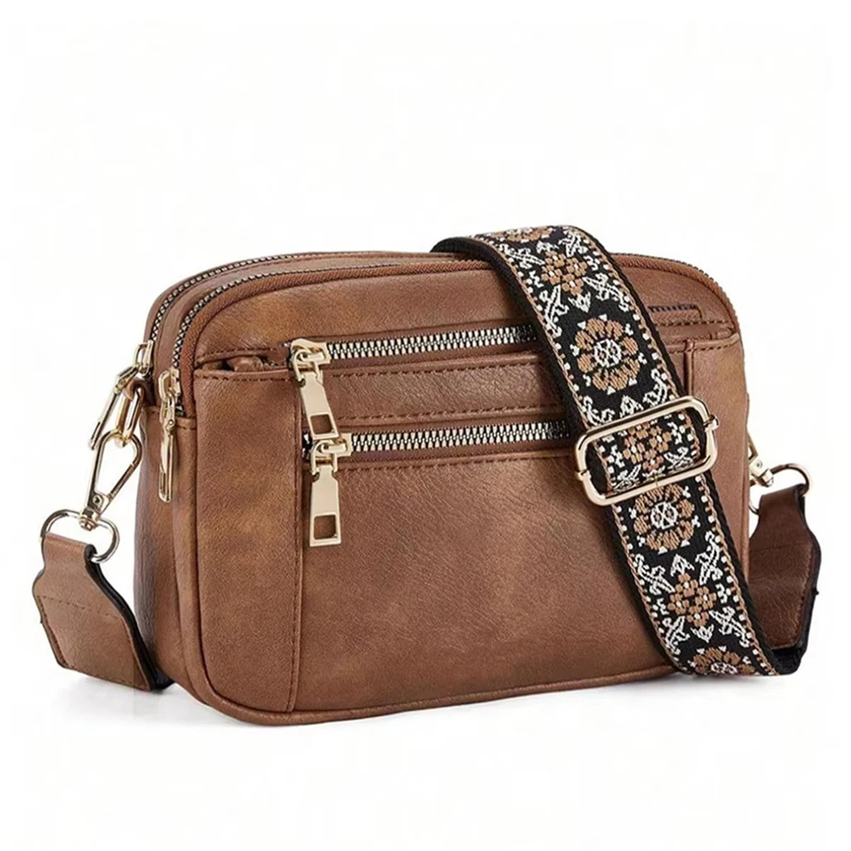 Classic retro multifunctional women's handbag, with shoulder and crossbody strap, zipper closure, small and square shape