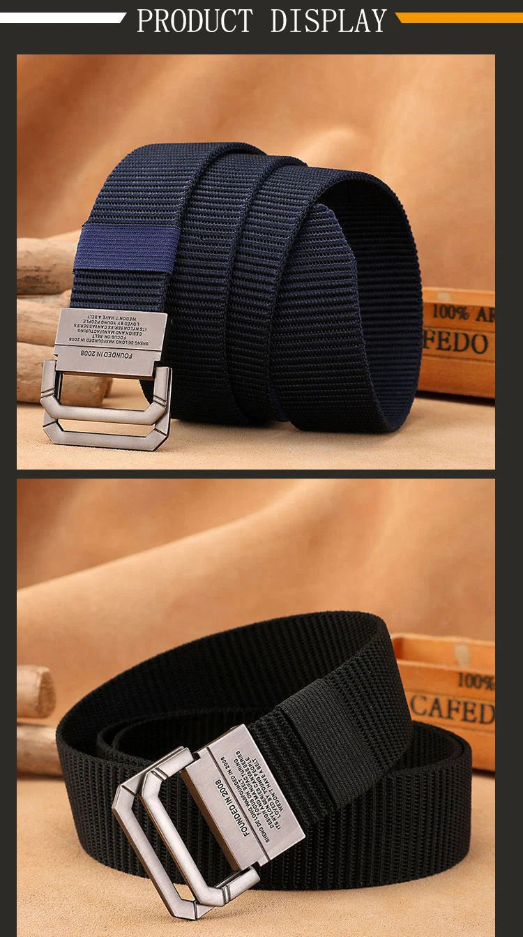 Elegant, casual, tactical men's belt in nylon fabric, military style, to wear with jeans